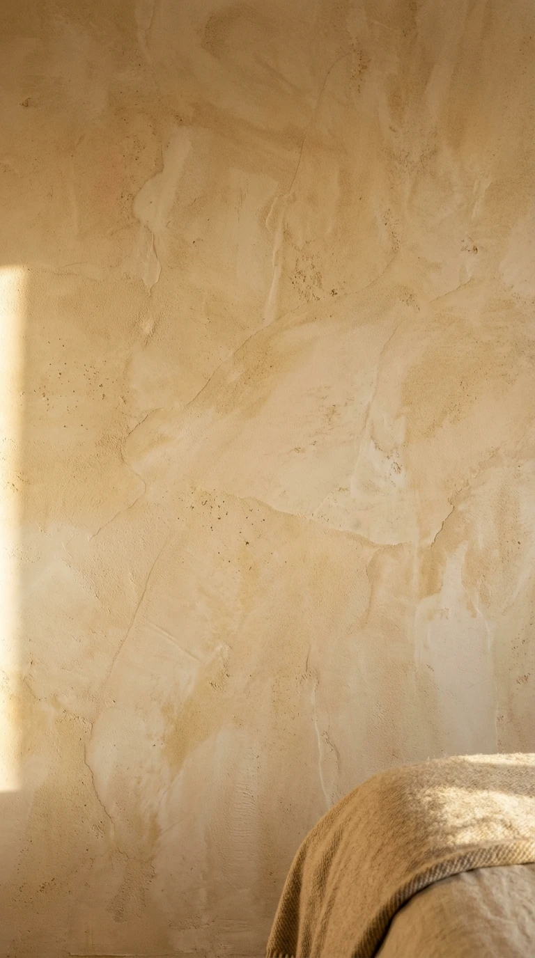 Enduit à la chaux et murs texturés beiges