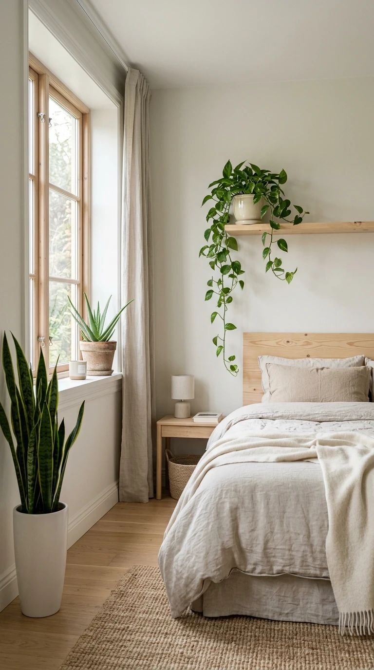 Chambre cocooning avec plantes vertes : la nature dedans pour un intérieur apaisant