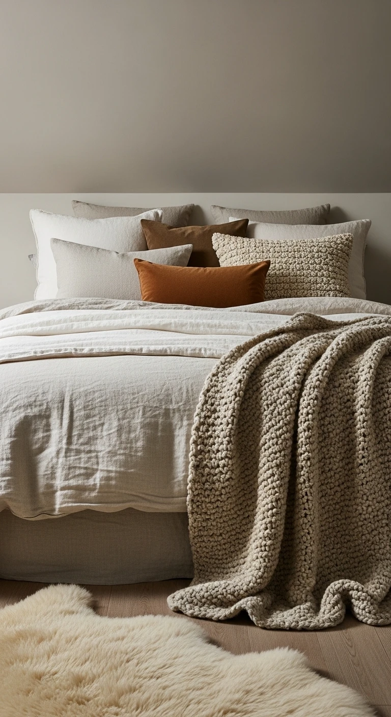 🌿 Les textiles naturels en abondance : la chaleur tactile des combles