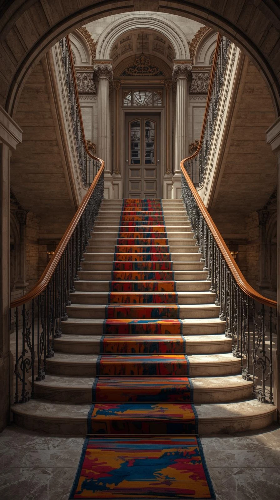 L'Escalier En Pierre Avec Rampe En Fer Forgé