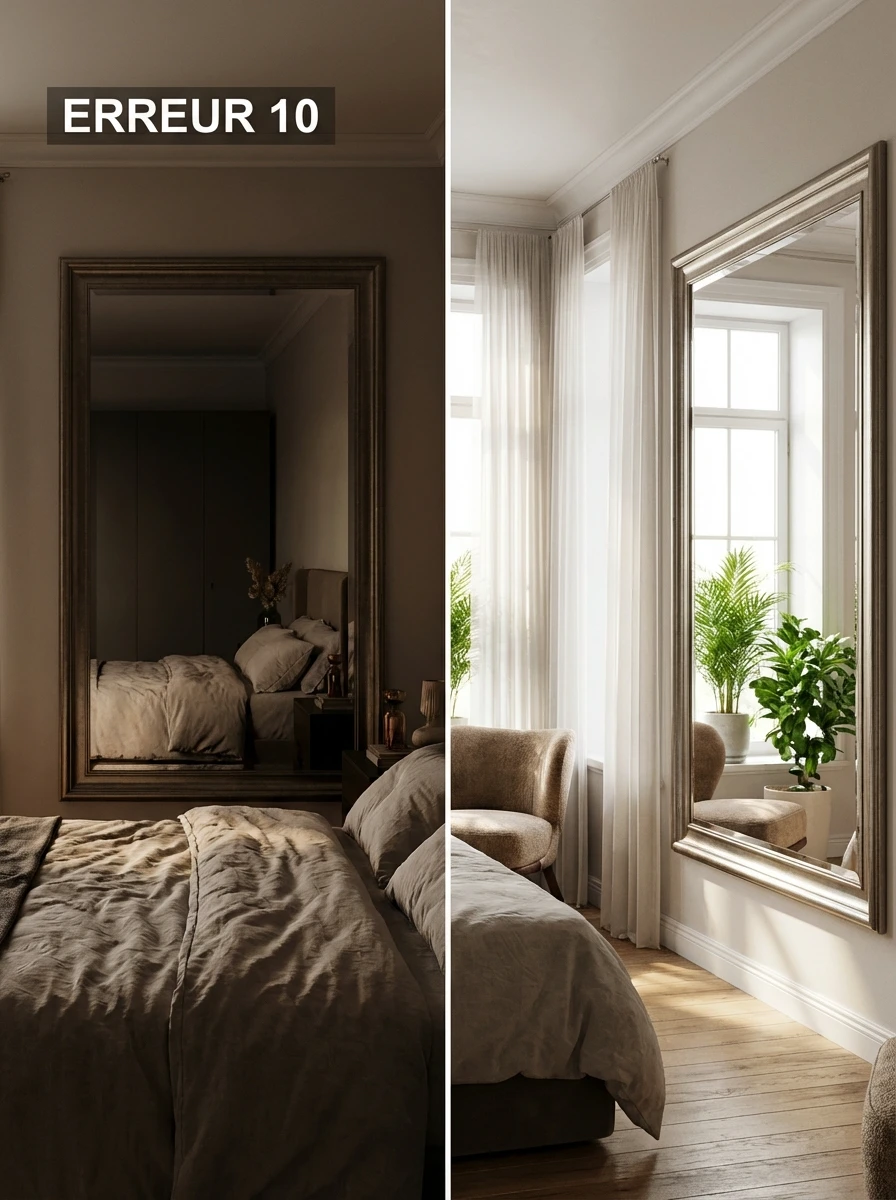 Erreur de décoration : Placer un miroir face au lit