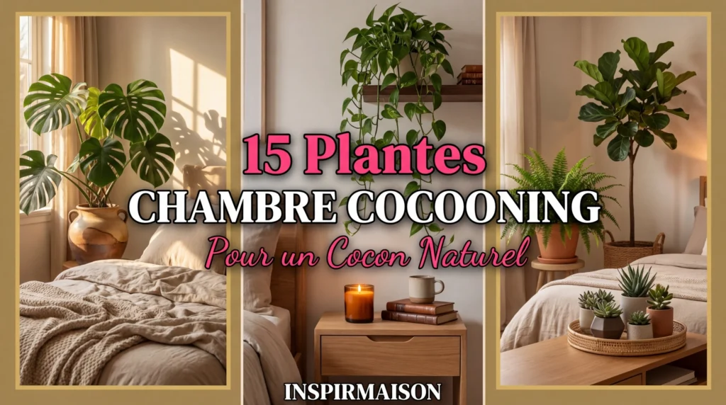 Collage de chambres zen avec plantes vertes et bougies pour une ambiance cocooning.
