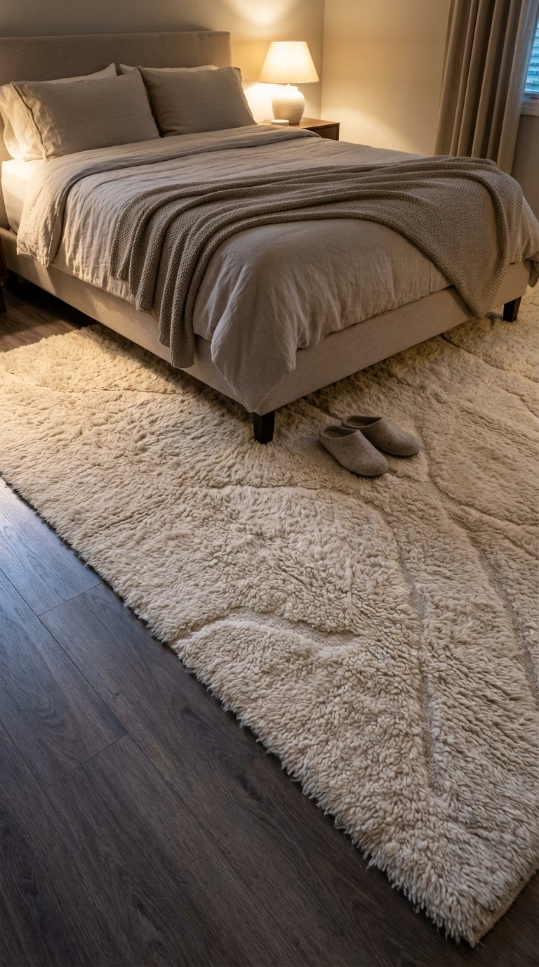 Tapis au pied du lit : confort et ancrage thermique
