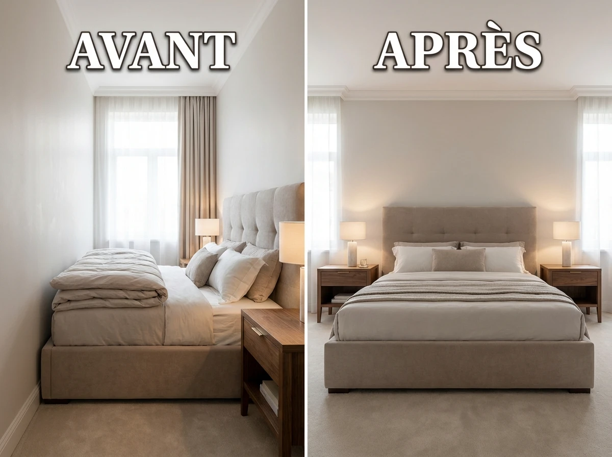 Aménagement de chambre : lit contre le mur vs lit centré