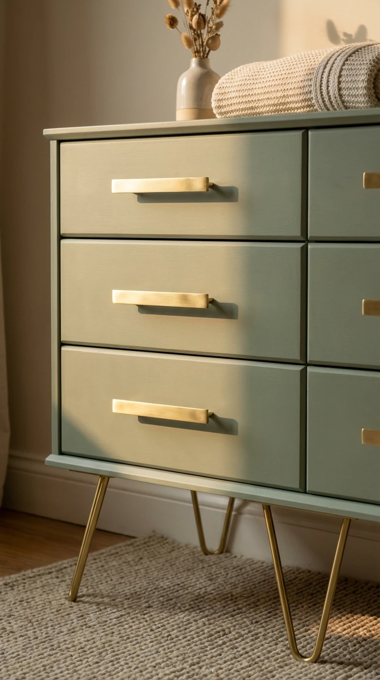 Relooker un meuble : poignées et pieds dorés