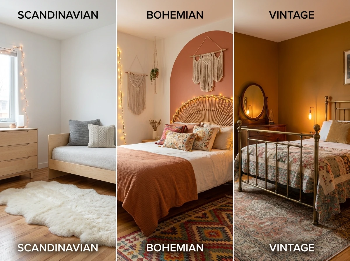 Relooking de chambre : styles scandinave, bohème et vintage