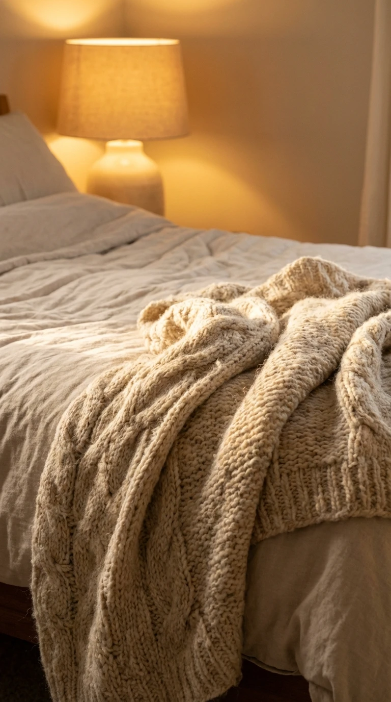 Tricoter un plaid en grosse maille pour le lit