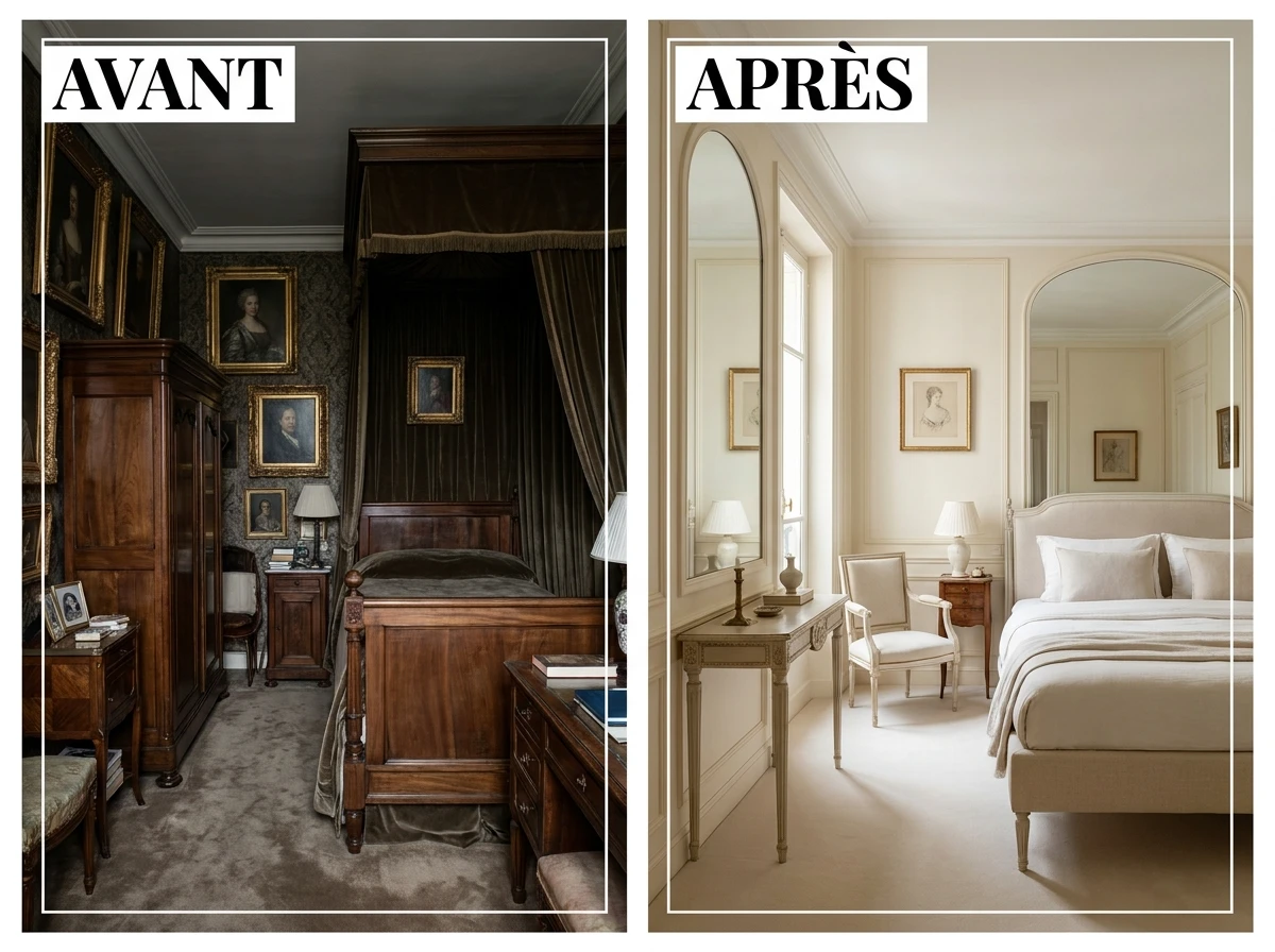 Adapter le style classique à une petite chambre sans l'alourdir