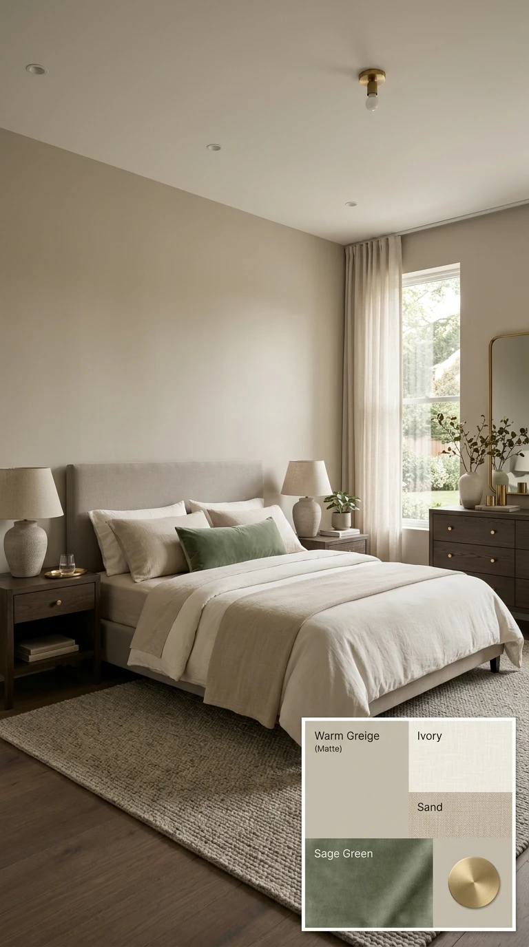 Palette de couleurs pour une chambre sobre et sophistiquée