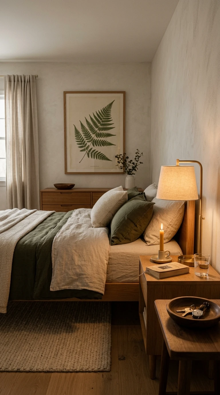 Chambre zen sans écrans au style naturel
