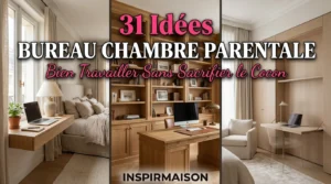 Trois exemples d'aménagement de bureaux design et fonctionnels intégrés dans une chambre parentale chaleureuse.