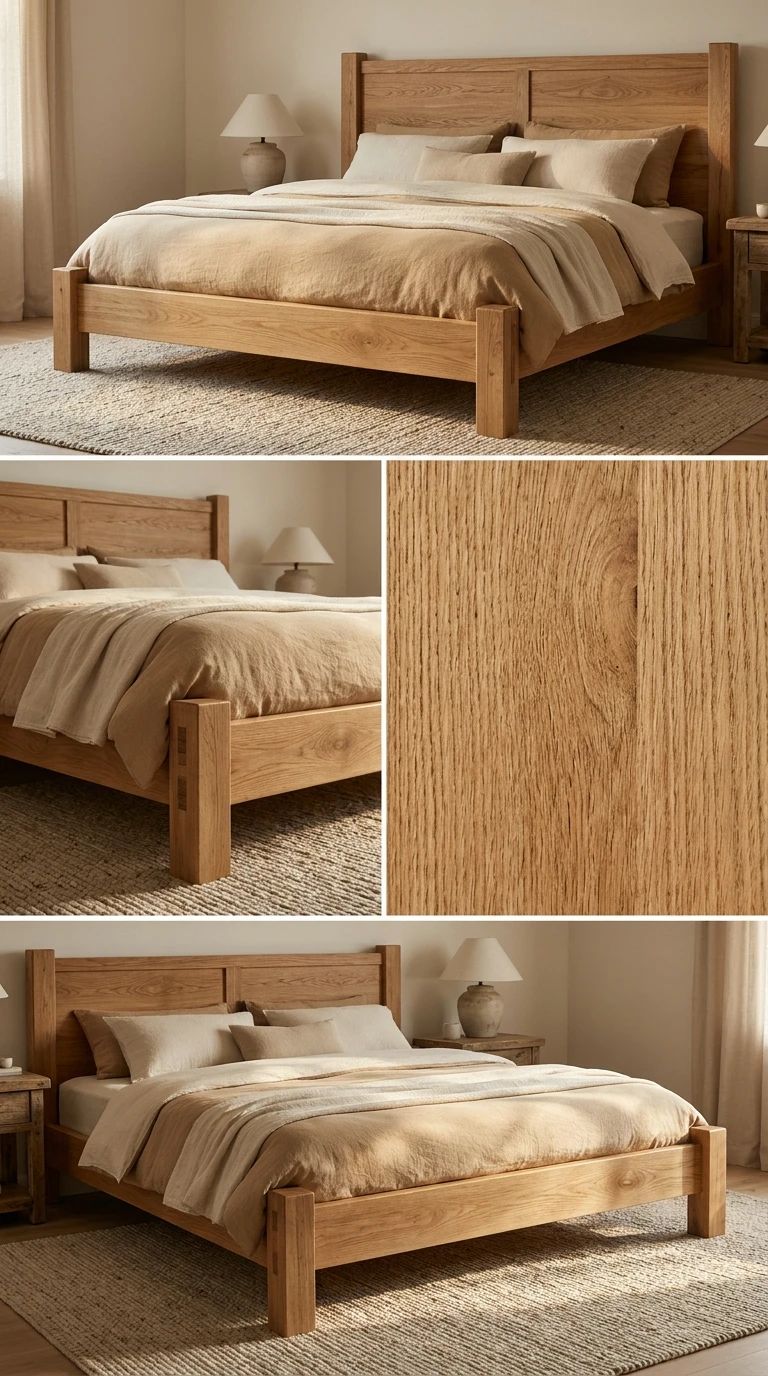 Lit en bois massif pour une chambre au style naturel