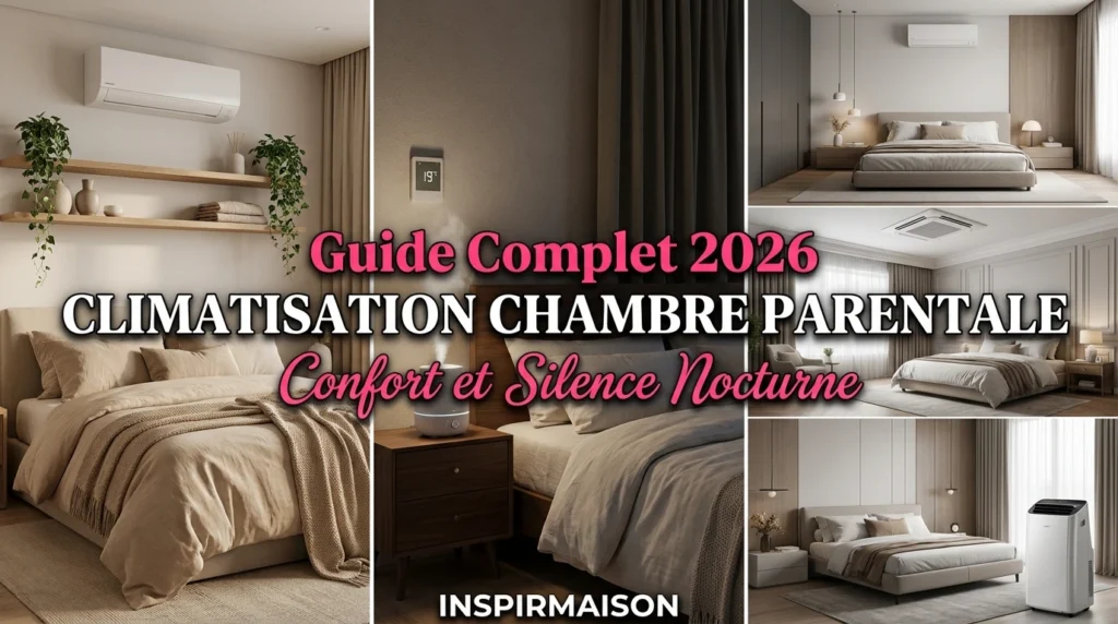 Différents types de climatiseurs installés dans des chambres parentales élégantes.