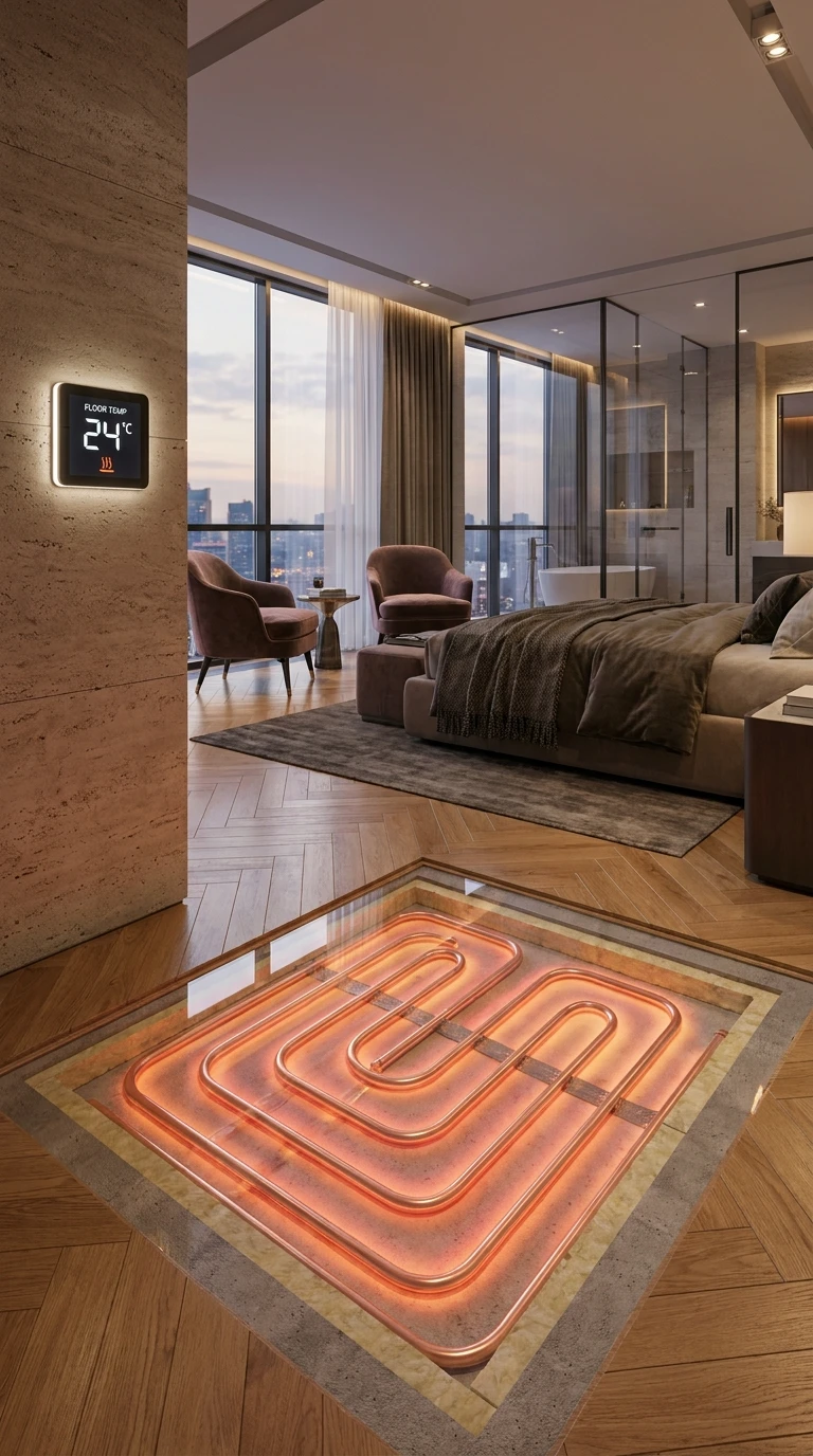 Connecter le système de chauffage au plancher pour la chambre