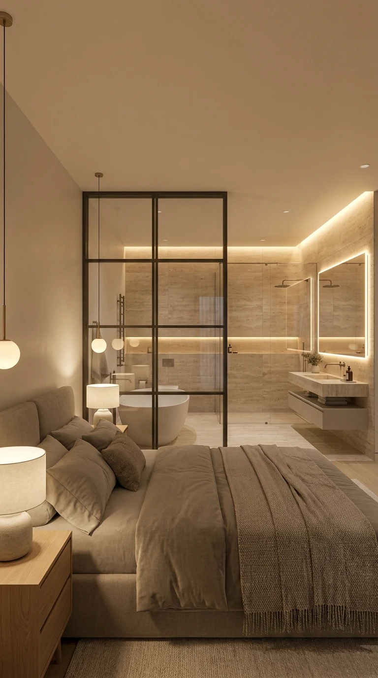 Créer un effet spa avec une salle de bain attenante ouverte