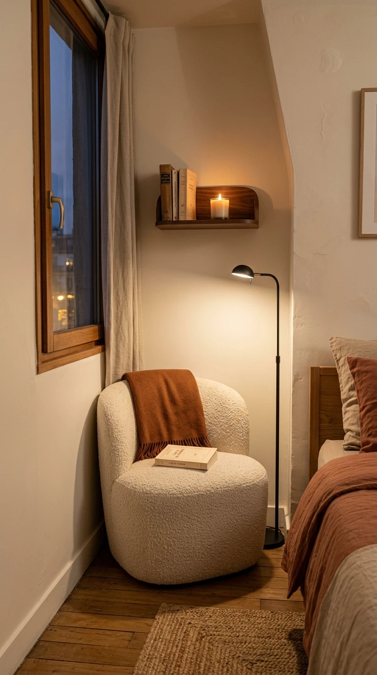 Créer un coin lecture intime et chaleureux dans une chambre