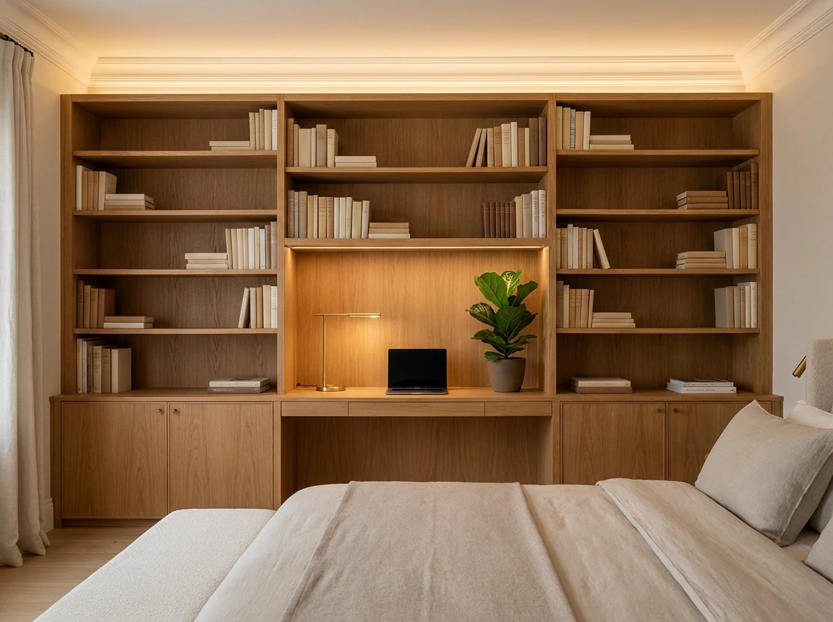 Aménagement d'une bibliothèque-bureau sur mesure