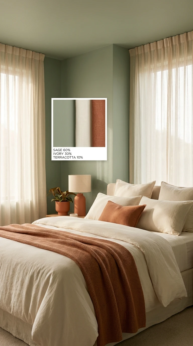 Palette de couleurs déco : Sauge, Ivoire et Terre cuite