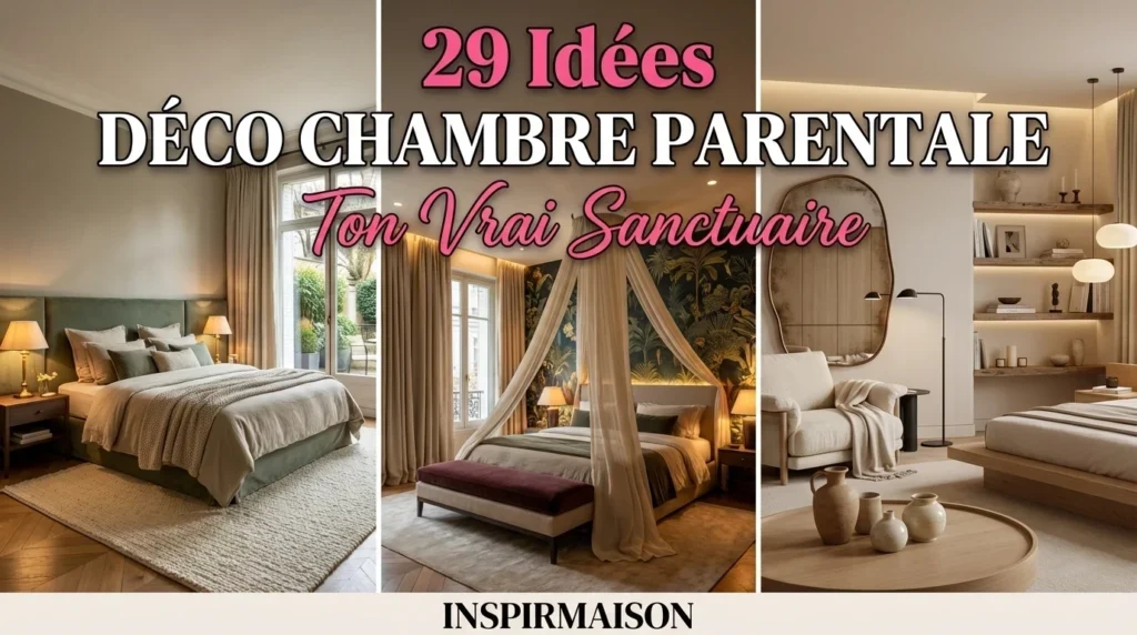 Trois styles de décoration pour chambre parentale : moderne, baldaquin tropical et minimalisme zen.