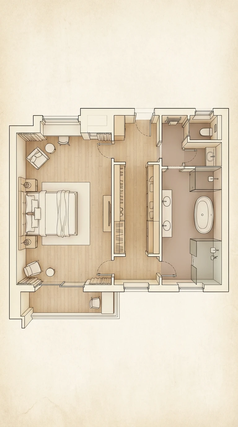 Plan d'aménagement pour une suite parentale complète