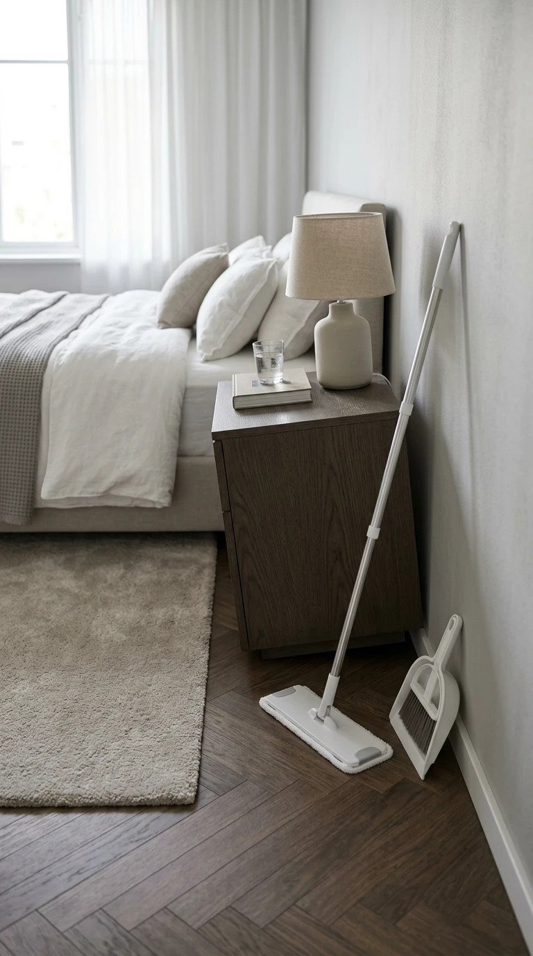 Nettoyage sous et derrière les meubles de chambre