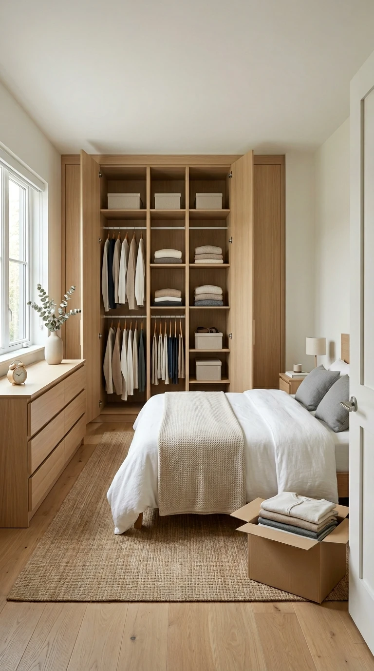 Désencombrement et organisation d'un dressing minimaliste