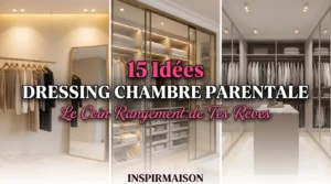 Inspirations de dressings luxueux pour chambre parentale avec portes vitrées et îlot central.