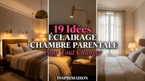 Collage montrant différents styles d'éclairage tamisé et moderne pour une chambre d'adulte.