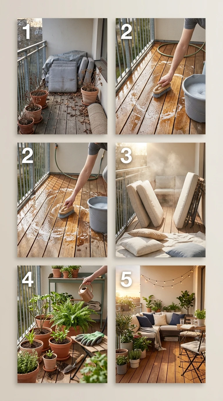 Guide étape par étape pour nettoyer et aménager son balcon