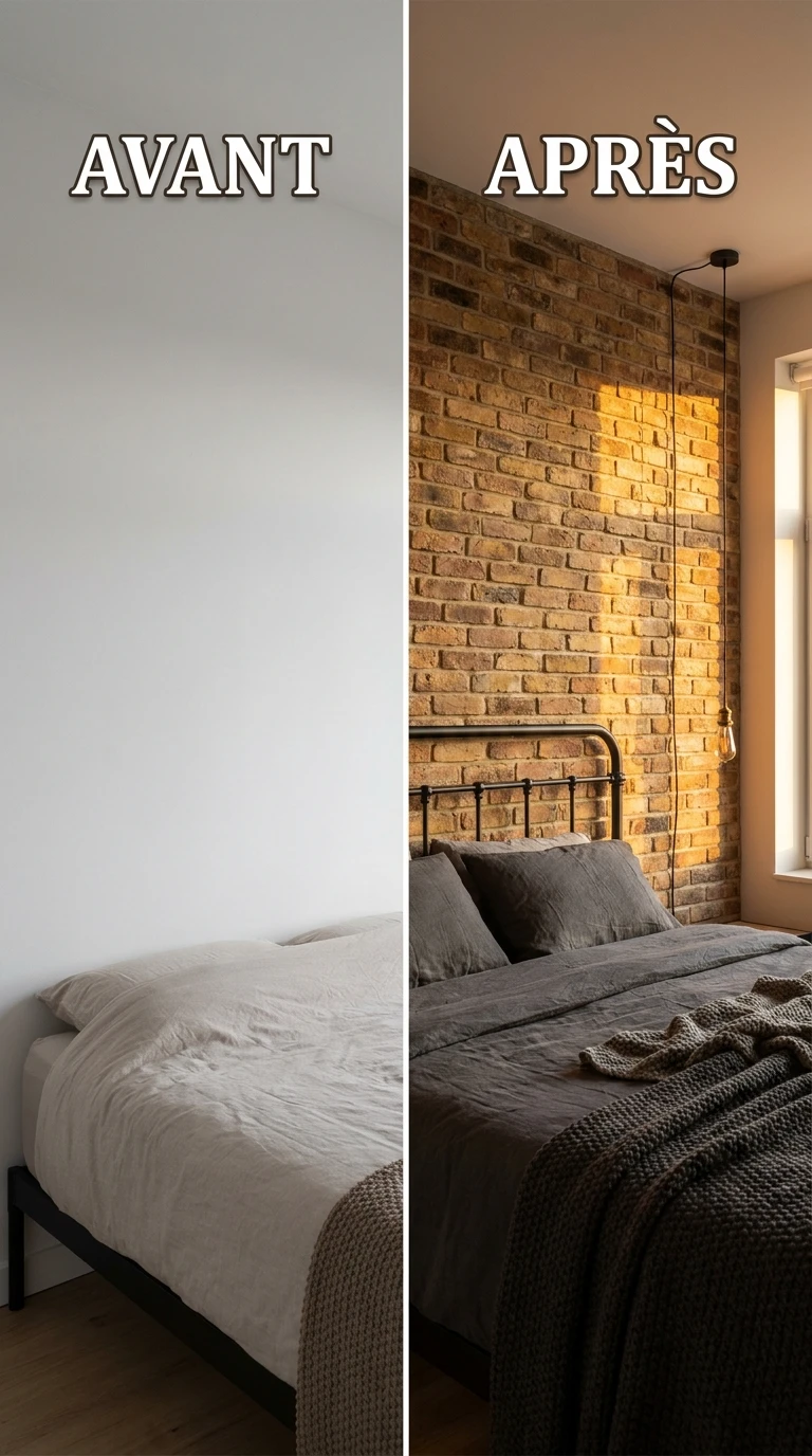 Exposer les briques apparentes sur le mur du lit