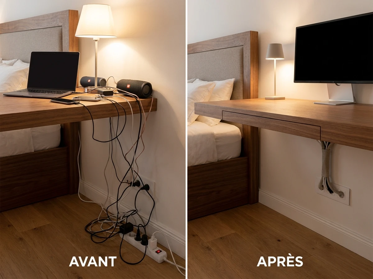 Organisation et gestion des câbles : avant et après