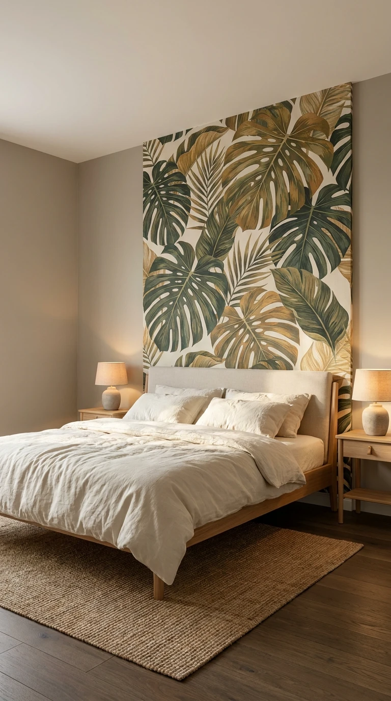 Papier peint tropical pour une tête de lit originale