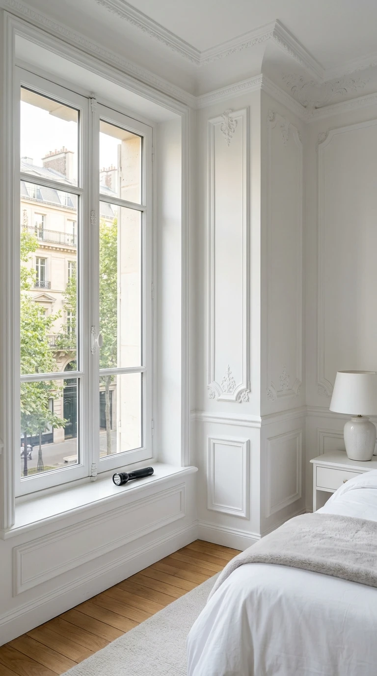 Inspection de moisissures sur des murs blancs classiques
