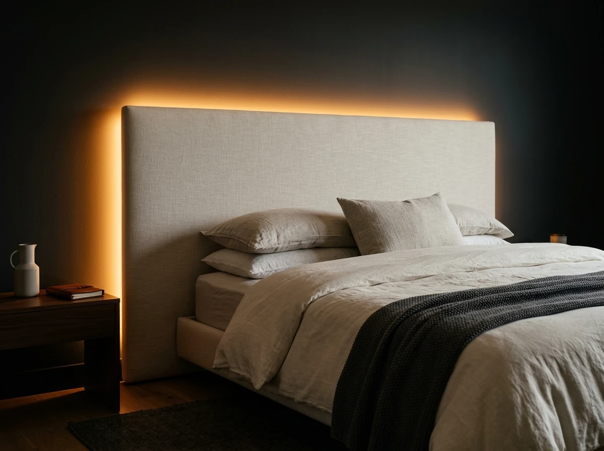 Installation d'un bandeau LED derrière une tête de lit
