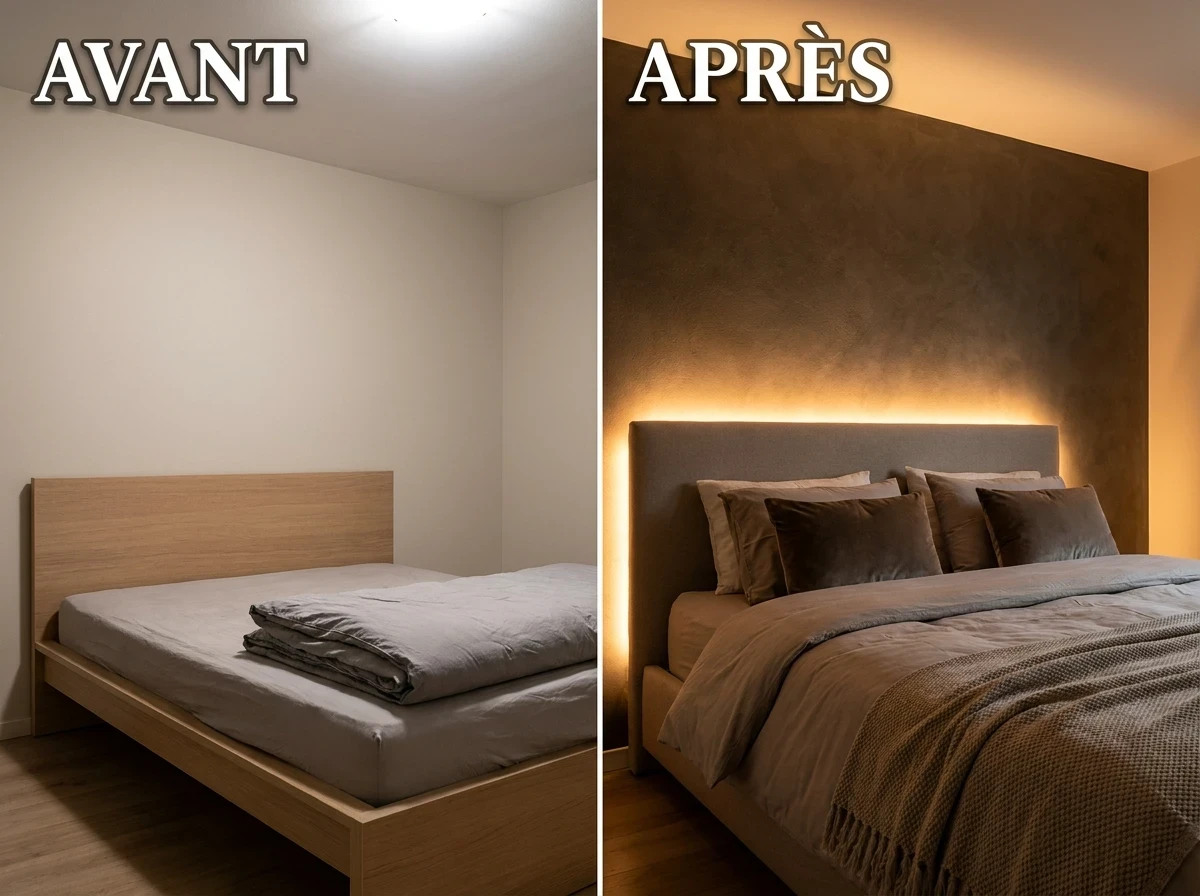 Installer un éclairage indirect derrière le lit