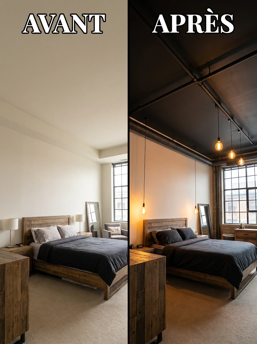 Installer un plafond peint en noir pour l'effet usine