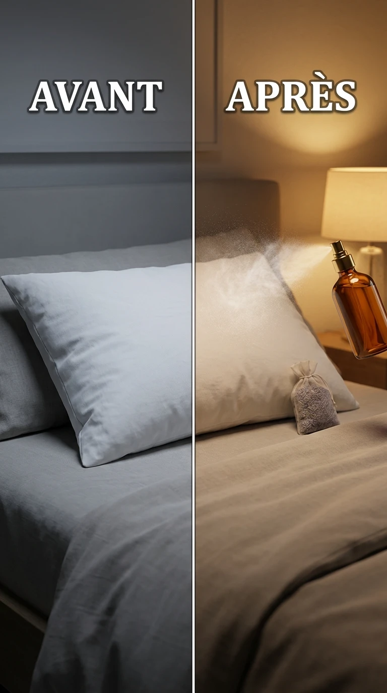 Rituel de sommeil : brume d'oreiller avant et après