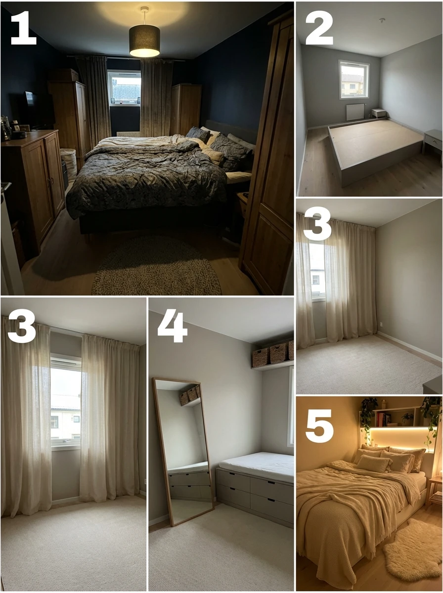 Aménagement d'une petite chambre cocooning : avant/après