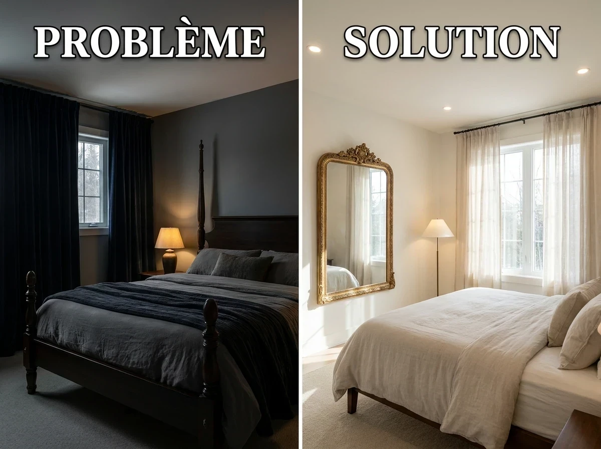 la chambre manque totalement de lumière naturelle.