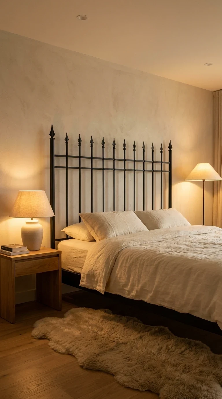 Tête de lit industrielle en métal noir pour chambre chic