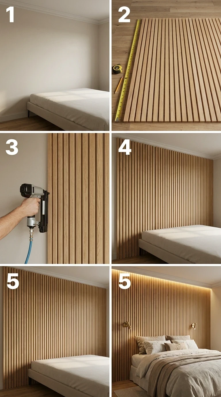DIY Tête de lit en tasseaux de bois : Étapes de réalisation