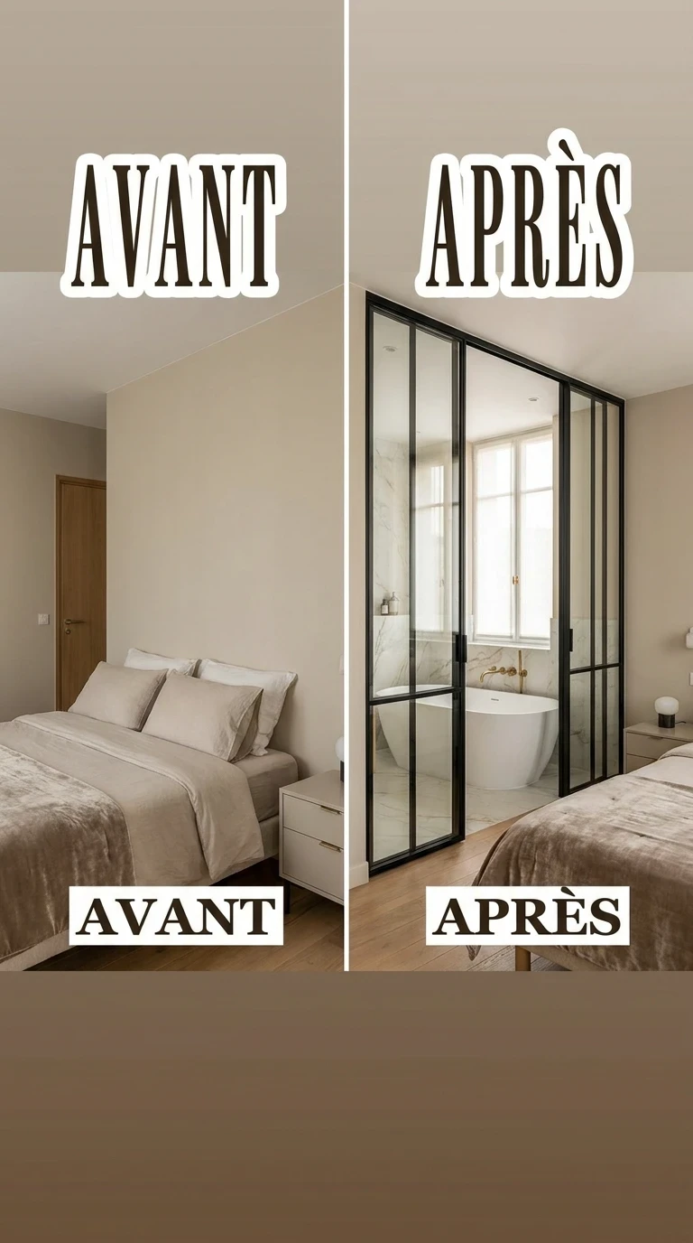 La verrière intérieure chambre-salle de bains : l'architecture luxe