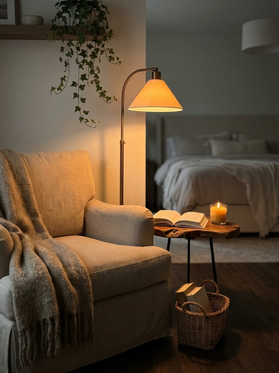 Aménagement d'un coin lecture cocooning dans une chambre