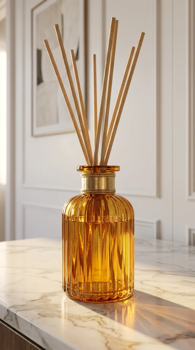 Le diffuseur à roseaux en flacon de parfumeur