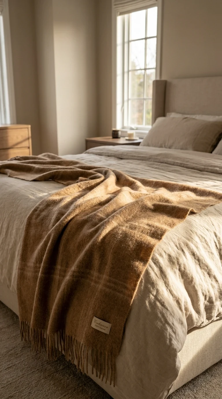 Le plaid en cachemire ou alpaga : le luxe tactile ultime