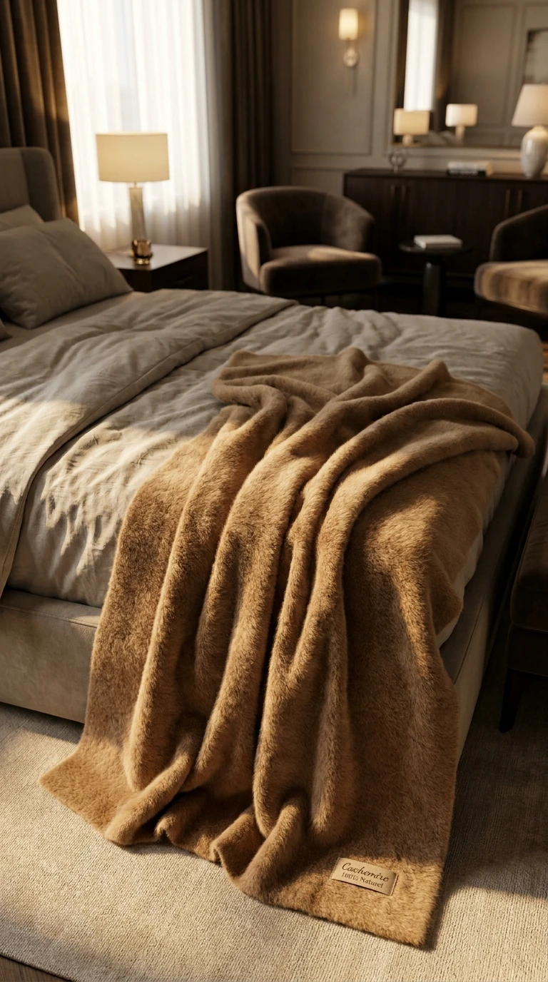 Le plaid en cachemire ou en alpaga sur le lit