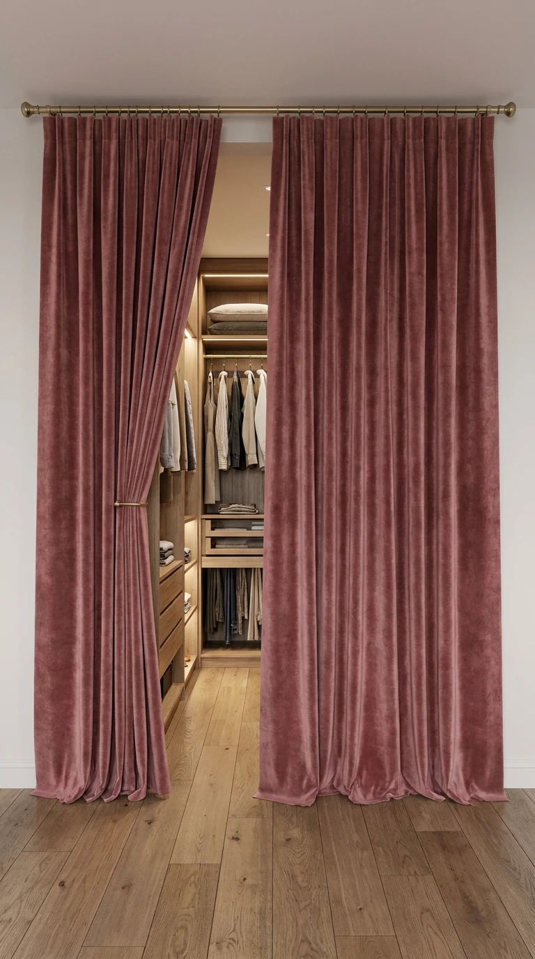 Le rideau de dressing en lin ou en velours