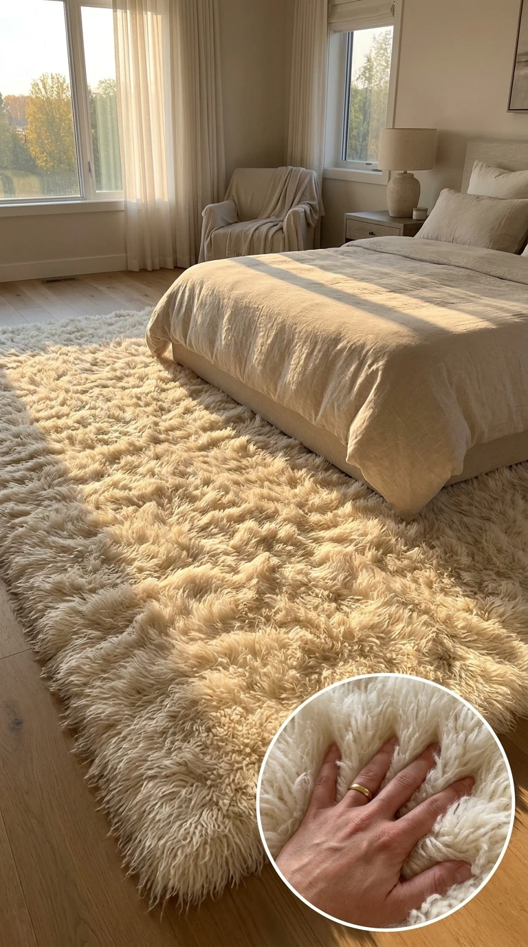Le tapis shaggy moelleux pour une chambre luxueuse