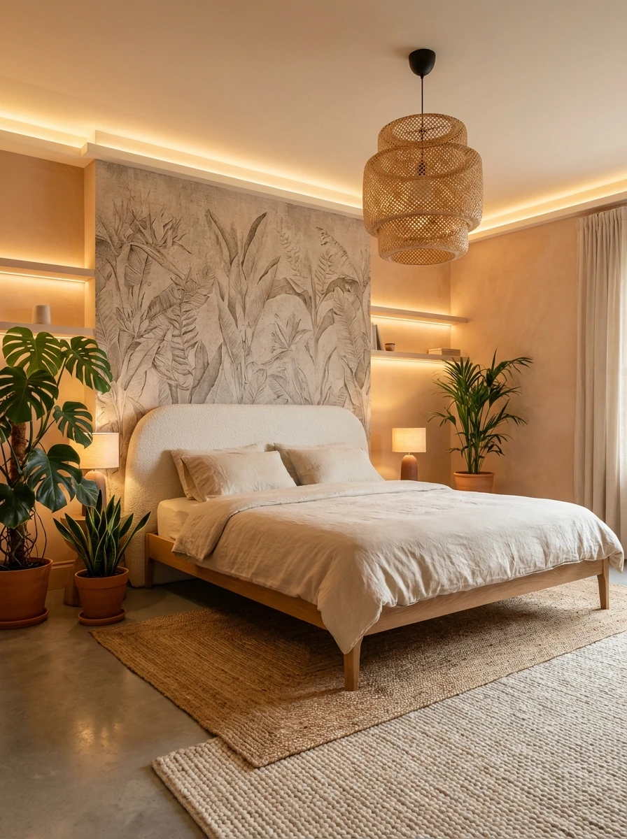 Chambre cocooning tendance : design naturel et chaleureux