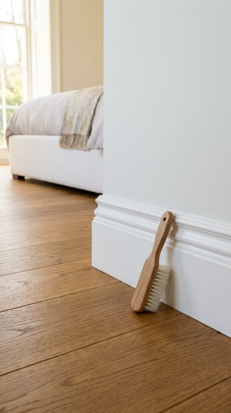 Nettoyage des plinthes et moulures d'une chambre